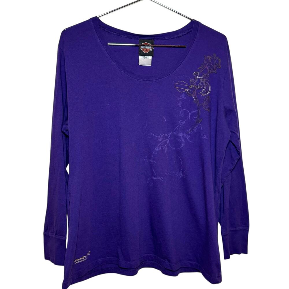 Harley Davidson Plus Size 1X Purple Long Sleeve Angel Wing Shirt McDermotts HD